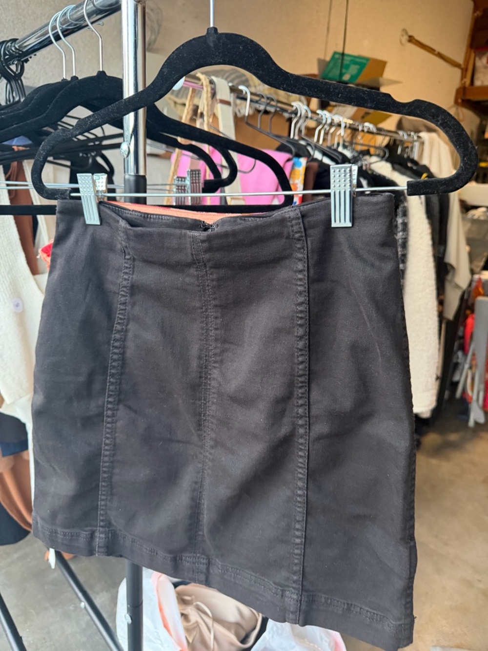 Free People Black Stretch Denim Women's Mini Skirt